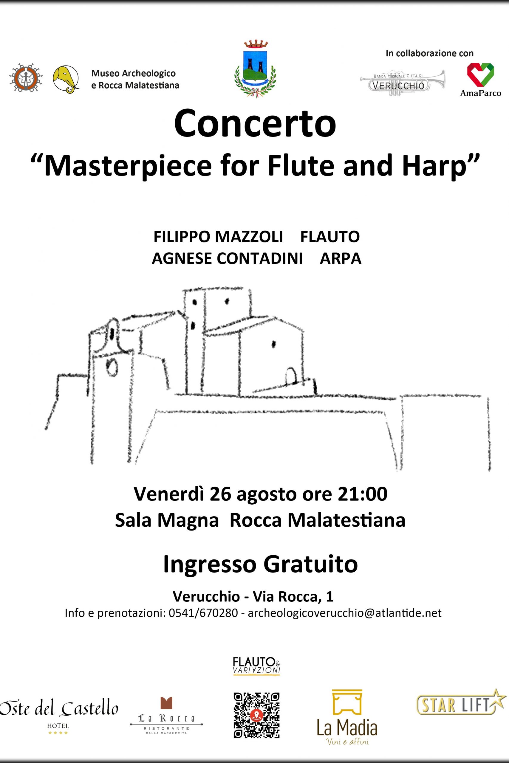 Concerto Flauto e arpa rocca malatestiana di verucchio 26 agosto 2022